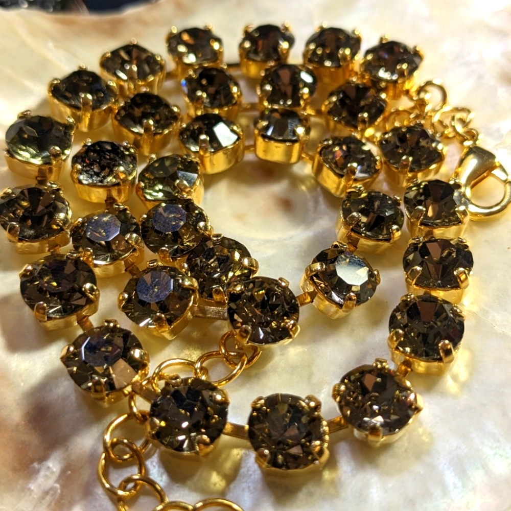 Black Diamond Crystal Necklace in 14k Gold Plated or Sterling Silver Plated-new - Picture 7 of 8